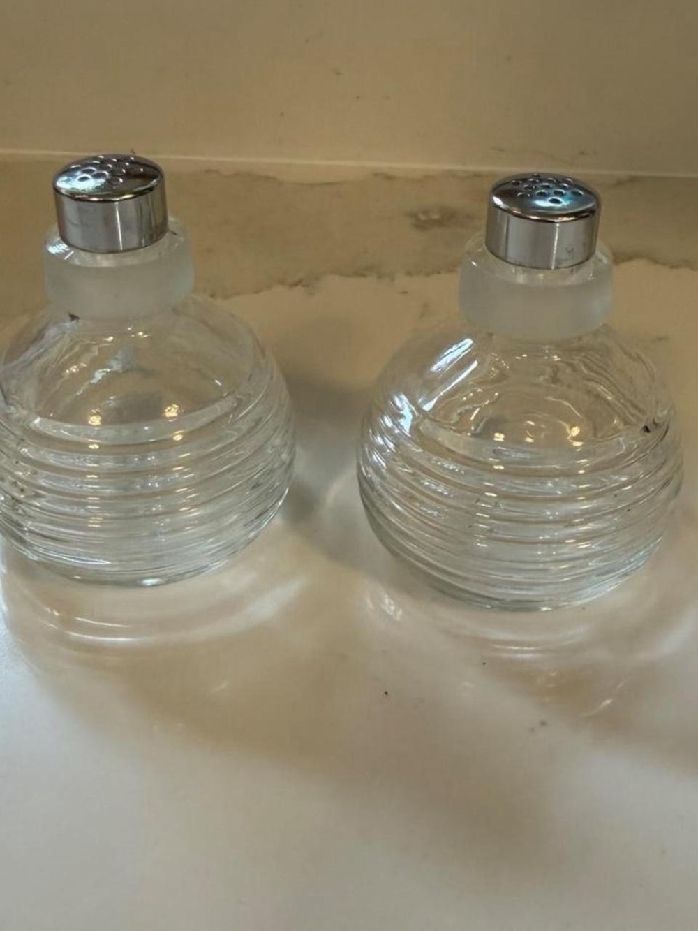 Vintage glass salt and pepper shakers